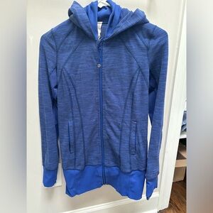 Lululemon blue zip up hooded, long length zip up